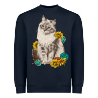 Siberian Cat Sunflower And Gemstone Heavyweight Sweatshirt | Teevron
