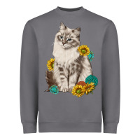 Storm siberian cat sunflower and gemstone Heavyweight Sweatshirt - texasbilliewilder