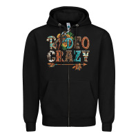 Black rodeo crazy bucking bronco cowboy Zipper Hoodie - Artiststas