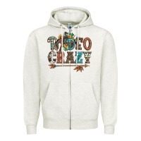 Oatmeal Heather rodeo crazy bucking bronco cowboy Zipper Hoodie - Artiststas