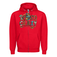 Red rodeo crazy bucking bronco cowboy Zipper Hoodie - Artiststas