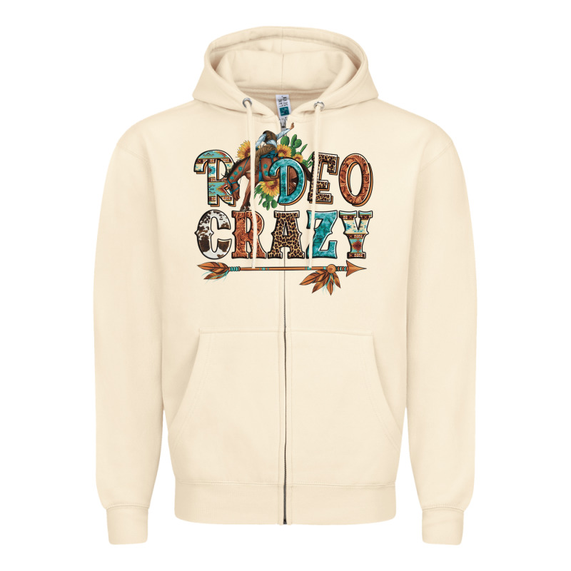 Rodeo Crazy Bucking Bronco Cowboy Zipper Hoodie by Artiststas | Teevron