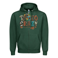 Sports Green rodeo crazy bucking bronco cowboy Zipper Hoodie - Artiststas