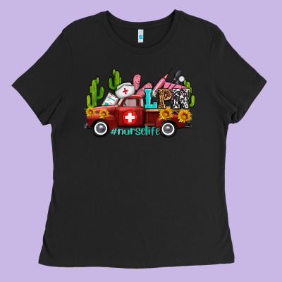 Lpn Nurse Truck With Cactus And Sunflowers Ladies Tee Designed By Adodesignshop