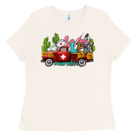 Bone lpn nurse truck with cactus and sunflowers Ladies Tee - AdoDesignShop