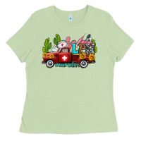Matcha lpn nurse truck with cactus and sunflowers Ladies Tee - AdoDesignShop
