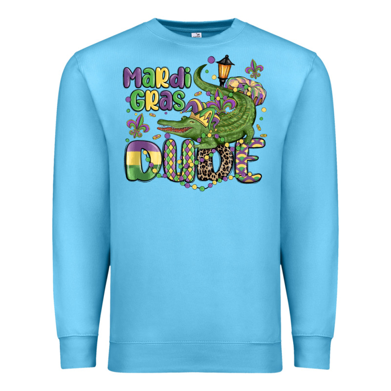 Mardi Gras Dude Alligator Premium Sweatshirt by MaliasSmallBusiness | Teevron