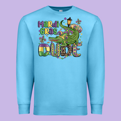 Mardi Gras Dude Alligator Premium Sweatshirt Designed By Maliassmallbusiness