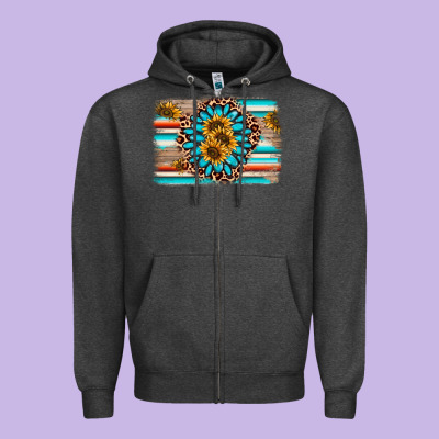 Gemstone Sunflower Background Zipper Hoodie Designed By Adodesignshop