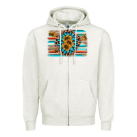 Oatmeal Heather gemstone sunflower background Zipper Hoodie - AdoDesignShop