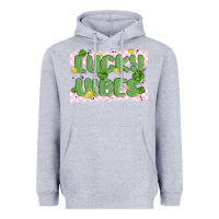 Heather Grey lucky vibes Heavyweight Hoodie - MaliasSmallBusiness