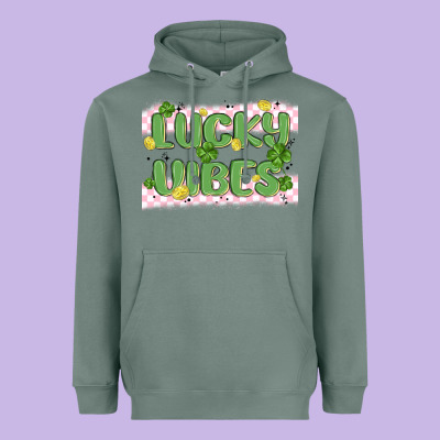 Lucky Vibes Heavyweight Hoodie Designed By Maliassmallbusiness