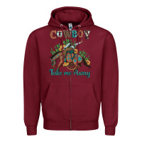 Burgundy cowboy take me away rodeo Zipper Hoodie - Artiststas