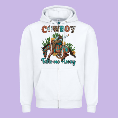 Cowboy Take Me Away Rodeo Zipper Hoodie Designed By Artiststas