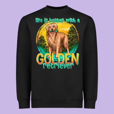 Life Is Better With A Golden Retriever Heavyweight Sweatshirt Designed By Texasbilliewilder
