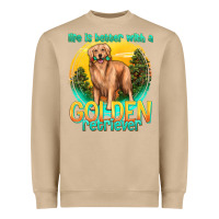 Mushroom life is better with a golden retriever Heavyweight Sweatshirt - texasbilliewilder