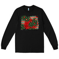 Black christmas ornament background Long Sleeve Tee - BundleAndBundleShop
