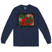 Navy christmas ornament background Long Sleeve Tee - BundleAndBundleShop