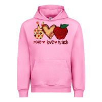 Fuchsia Pink Peace Love Teach Urban Hoodie - Bettercallsaul