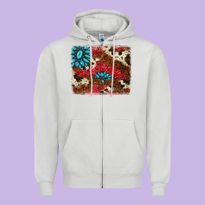 Gemstone Cowhide Background Zipper Hoodie Designed By Adodesignshop