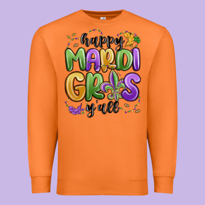 Happy Mardi Gras Y'all Premium Sweatshirt Designed By Maliassmallbusiness