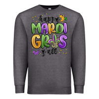 Charcoal Heather happy mardi gras y'all Premium Sweatshirt - MaliasSmallBusiness