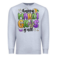 Heather Grey happy mardi gras y'all Premium Sweatshirt - MaliasSmallBusiness