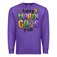 Purple happy mardi gras y'all Premium Sweatshirt - MaliasSmallBusiness