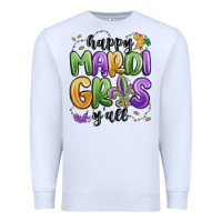 White happy mardi gras y'all Premium Sweatshirt - MaliasSmallBusiness