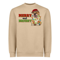 Mushroom merry and bright english bulldog Heavyweight Sweatshirt - RanaPortraitStore