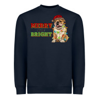Navy merry and bright english bulldog Heavyweight Sweatshirt - RanaPortraitStore