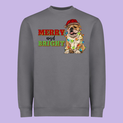 Merry And Bright English Bulldog Heavyweight Sweatshirt Designed By Ranaportraitstore