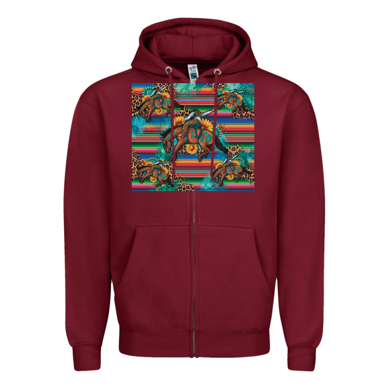 Bucking Bronco Serape Turquoise Zipper Hoodie by Artiststas | Teevron