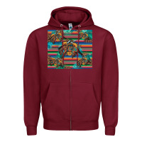 Burgundy bucking bronco serape turquoise Zipper Hoodie - Artiststas