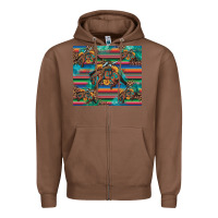 Chestnut bucking bronco serape turquoise Zipper Hoodie - Artiststas