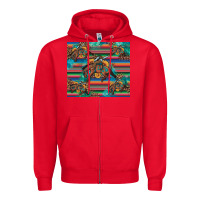 Red bucking bronco serape turquoise Zipper Hoodie - Artiststas