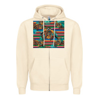 Sandshell bucking bronco serape turquoise Zipper Hoodie - Artiststas