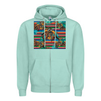 Seafoam bucking bronco serape turquoise Zipper Hoodie - Artiststas