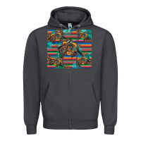 Smoke bucking bronco serape turquoise Zipper Hoodie - Artiststas
