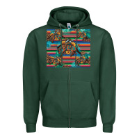 Sports Green bucking bronco serape turquoise Zipper Hoodie - Artiststas