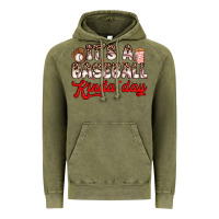 Vintage Olive it s a baseball kinda day Vintage Hoodie - Zillion Design Studio