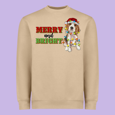 Merry And Bright Beagle Heavyweight Sweatshirt Designed By Ranaportraitstore