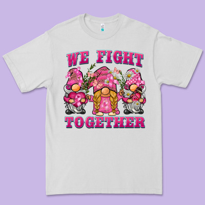 We Fight Together Breast Cancer Gnome Premium Tee Designed By Barkaloodesign