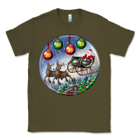 Army Green santa claus with deer christmas ornament Classic Tee - BundleAndBundleShop