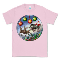 Bubblegum Pink santa claus with deer christmas ornament Classic Tee - BundleAndBundleShop