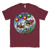 Burgundy santa claus with deer christmas ornament Classic Tee - BundleAndBundleShop