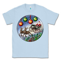 Dusty Blue santa claus with deer christmas ornament Classic Tee - BundleAndBundleShop