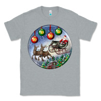 Heather Grey santa claus with deer christmas ornament Classic Tee - BundleAndBundleShop