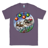 Lavender santa claus with deer christmas ornament Classic Tee - BundleAndBundleShop