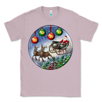 Lilac santa claus with deer christmas ornament Classic Tee - BundleAndBundleShop